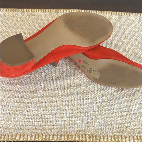 & Other Stories- Women Suede Ballet Pumps Block Heel Orange - Picture 9 of 11